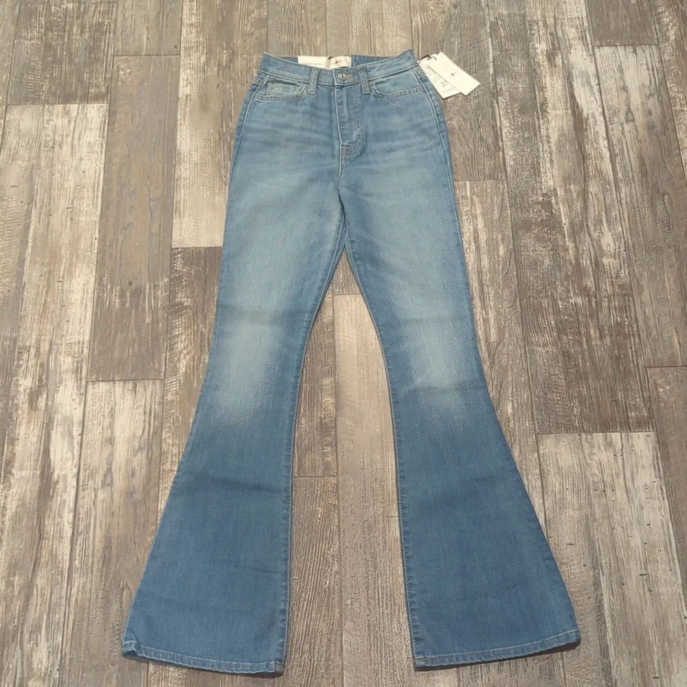 7FAMK Ultra High Rise Skinny Boot jeans 7U413567 color Golden Hour sz23 Tall NWT - Picture 5 of 15